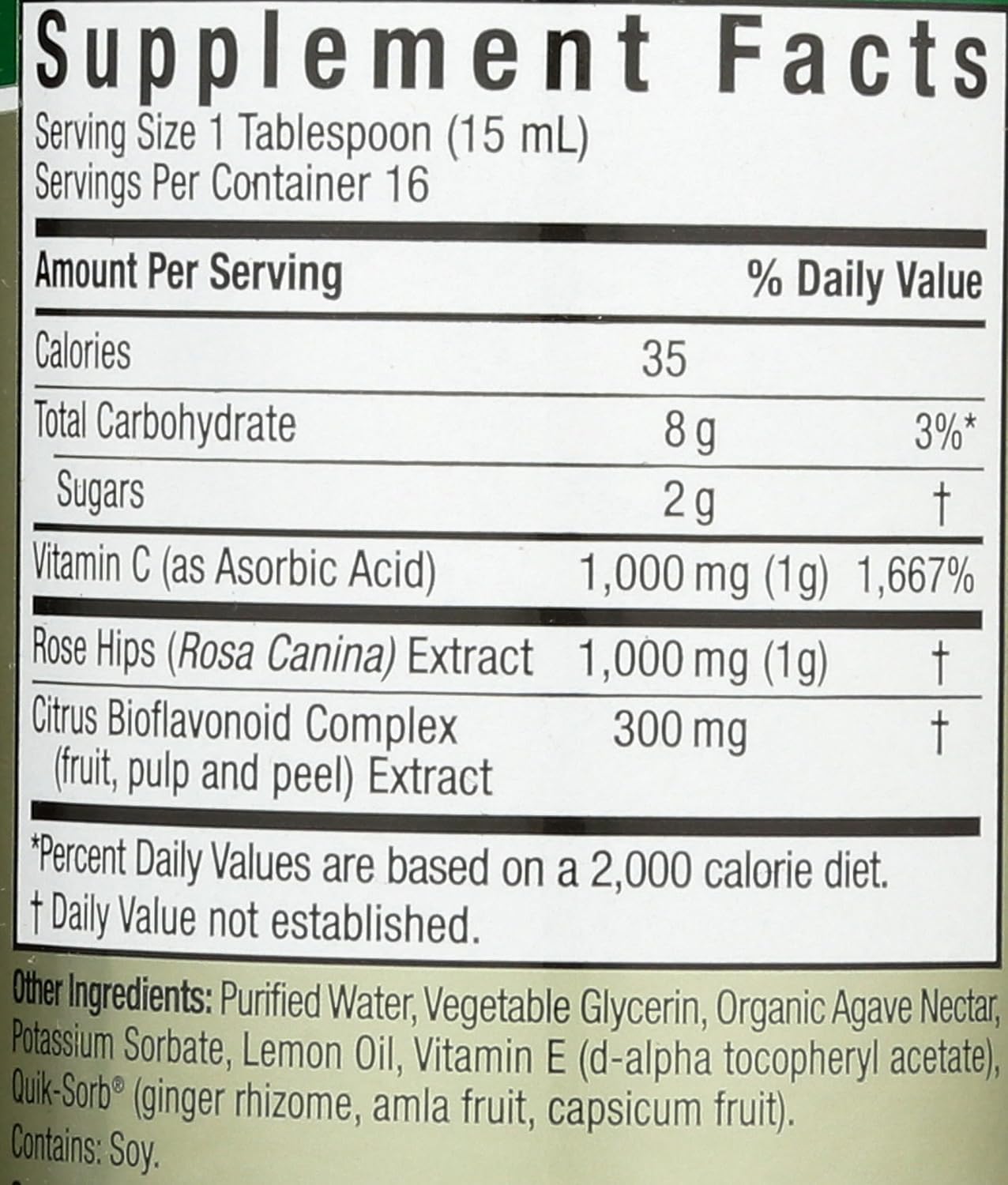 Nature's Answer Vitamina C Líquida 1000 mg con Escaramujo y Bioflavonoides, 236 ml