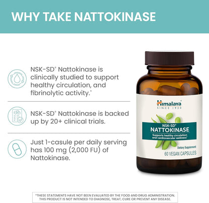 Himalaya NSK-SD Nattokinasa, Suplemento Alimenticio para una Circulación Saludable, Vegano, Sin Gluten, Extracto de Natto, – Image 4