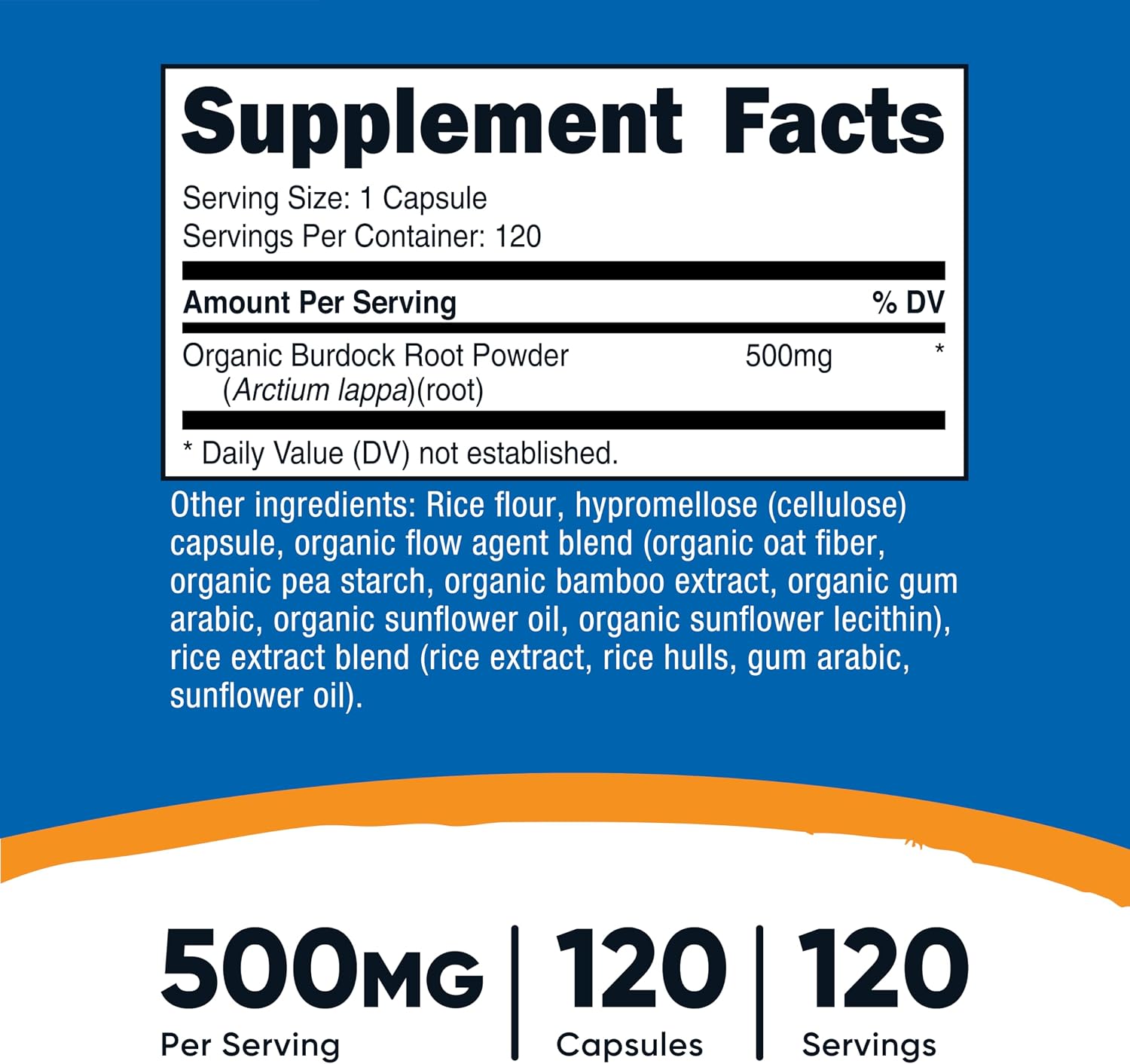 Nutricost Raíz de Bardana 500mg, 120 Cápsulas Vegetales