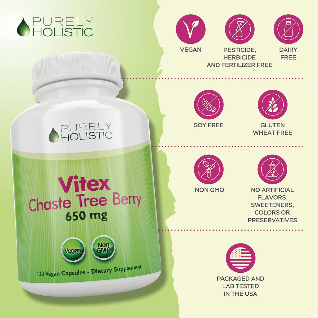 Purely Holistic Vitex 650mg - 120 Cápsulas Veganas
