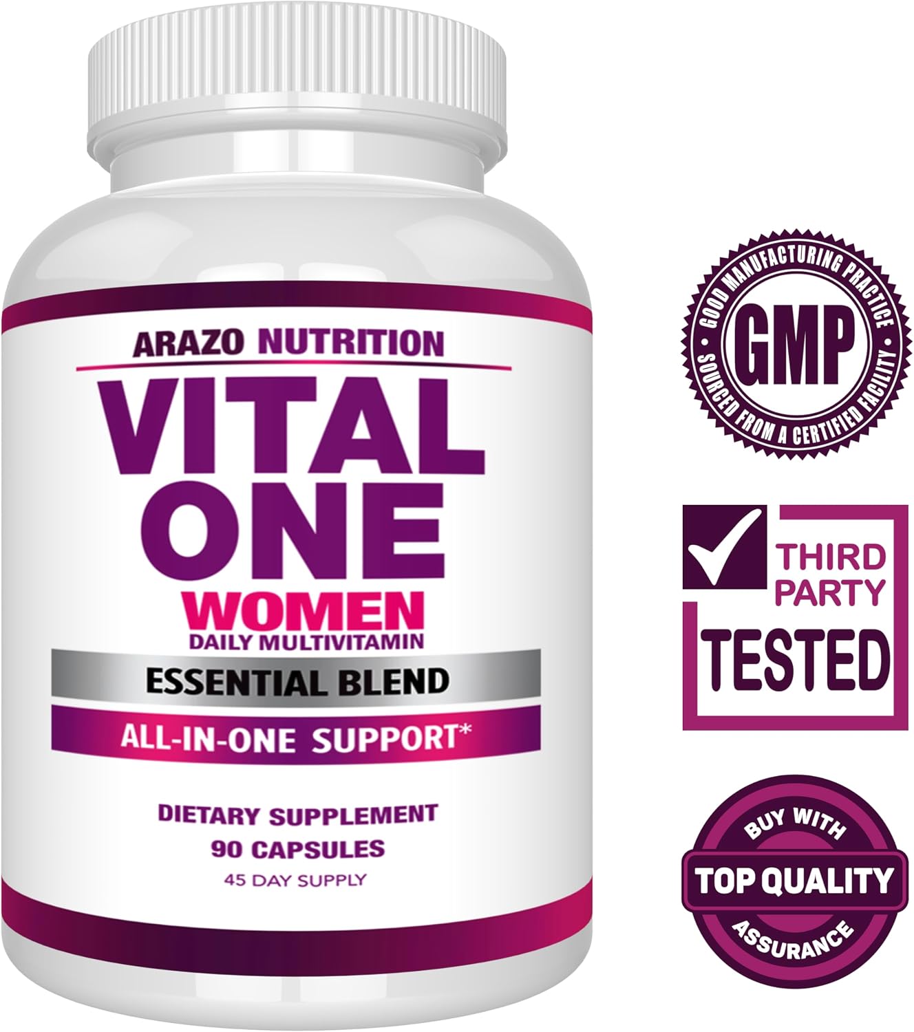Arazo Nutrition Vital One Multivitamínico para Mujeres - 90 Cápsulas Veganas