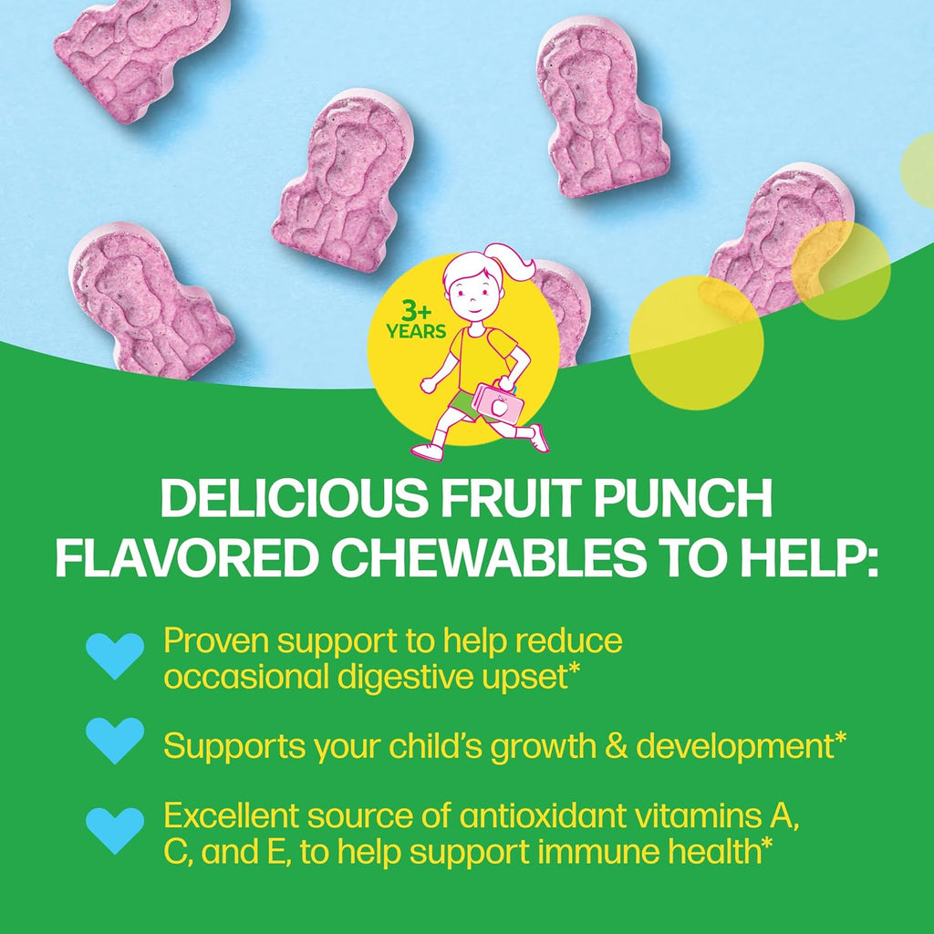 Culturelle Kids Multivitamínico + Probiótico Completo Masticable para Niños de 3+ Años, 50 Comprimidos Sabor Fruta
