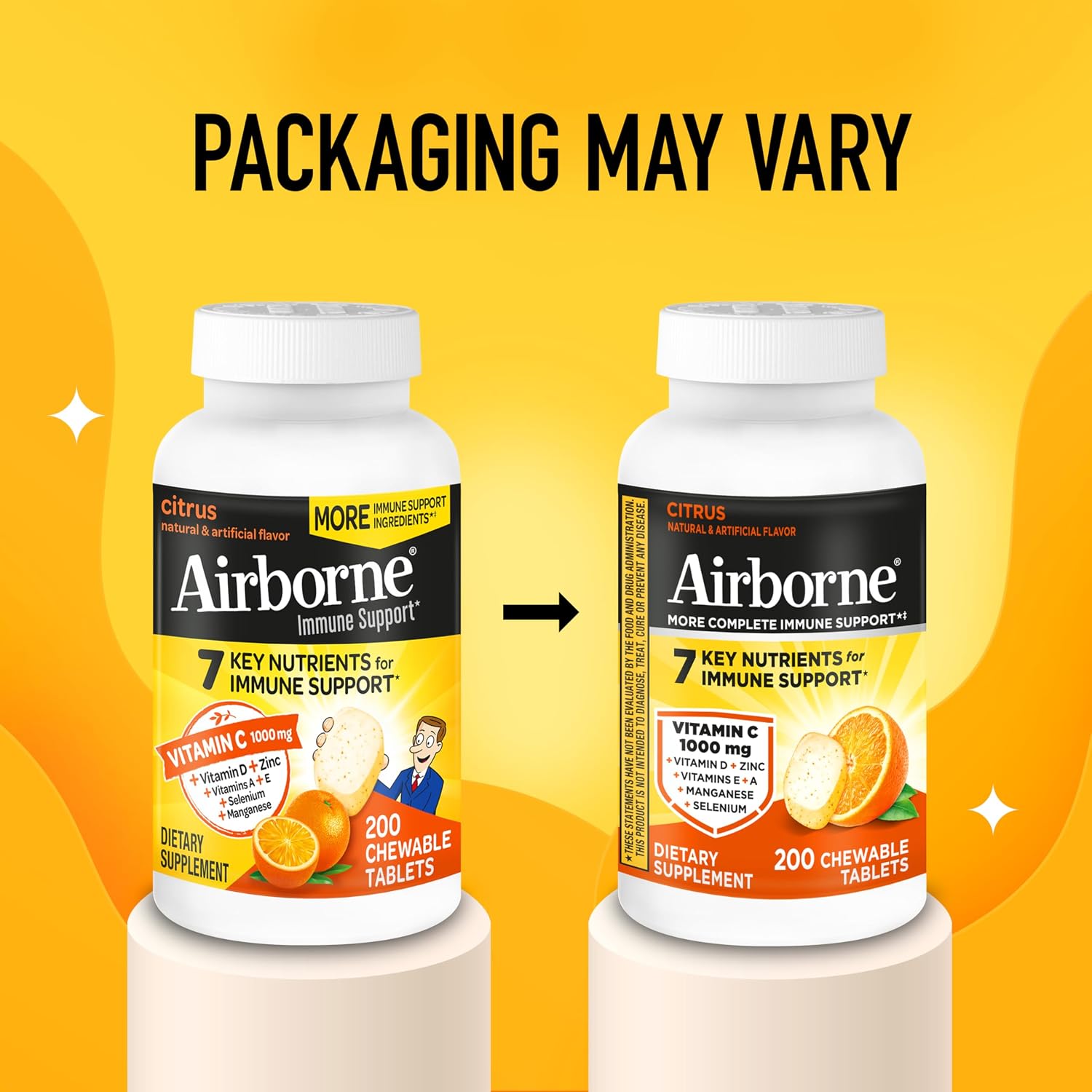Airborne Citrus Chewable Tablets, 200 comprimidos masticables