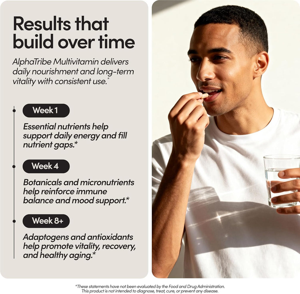 Alpha Tribe Multivitamínico para Hombres con Sea Moss, Aceite de Semilla Negra, Ashwagandha, Cúrcuma, Vitamina C y más