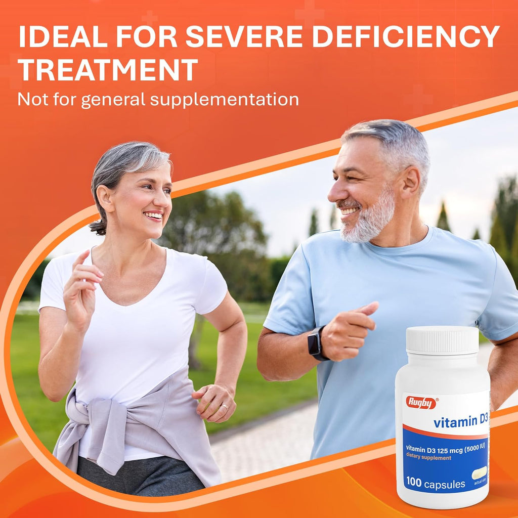 Rugby Vitamina D3 5.000 UI (125 mcg) - 100 Cápsulas
