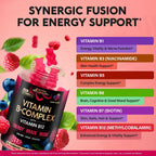 NUTRAHARMONY Complejo B Gominolas - Vitaminas B1-B12, C y Colina - 60 Gominolas Veganas Sabor Berry