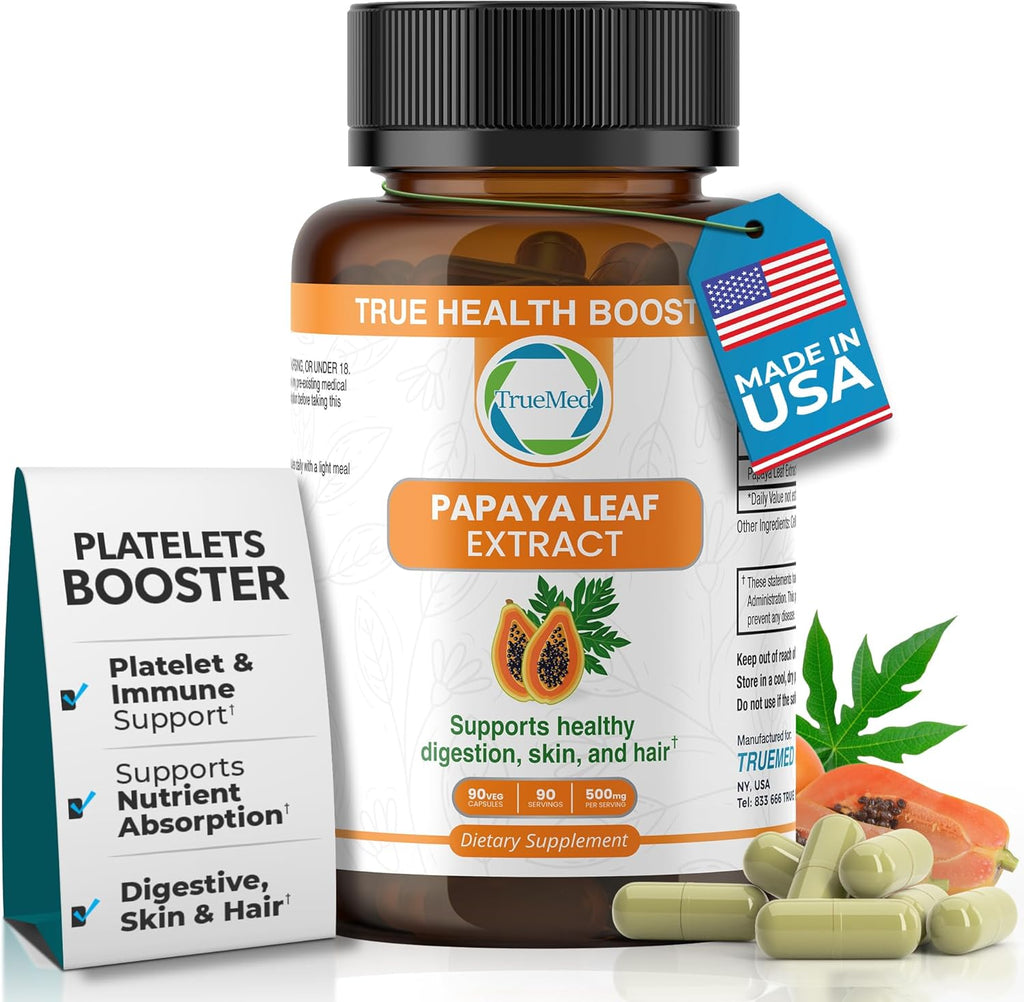 Extracto de Hoja de Papaya 500 mg - 60 Cápsulas - TrueMed