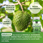 Gominolas Orgánicas de Soursop Graviola - 2200mg Extracto de Hojas de Soursop con Musgo Marino, Zinc y Vitamina C - 60 Gominolas