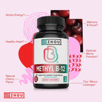 Zhou Methyl B12 - Metilcobalamina 5000 mcg - 60 Microgrageas Veganas
