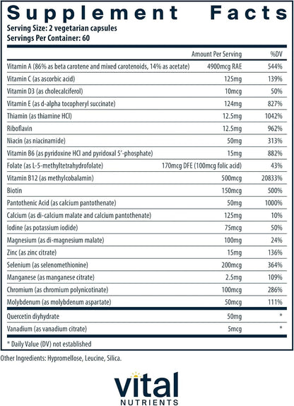 Vital Nutrients Multi-Nutrients 5 - Fórmula – Vitaminas B6, B12 y ácido fólico: contribuyen al metabolismo – Image 2