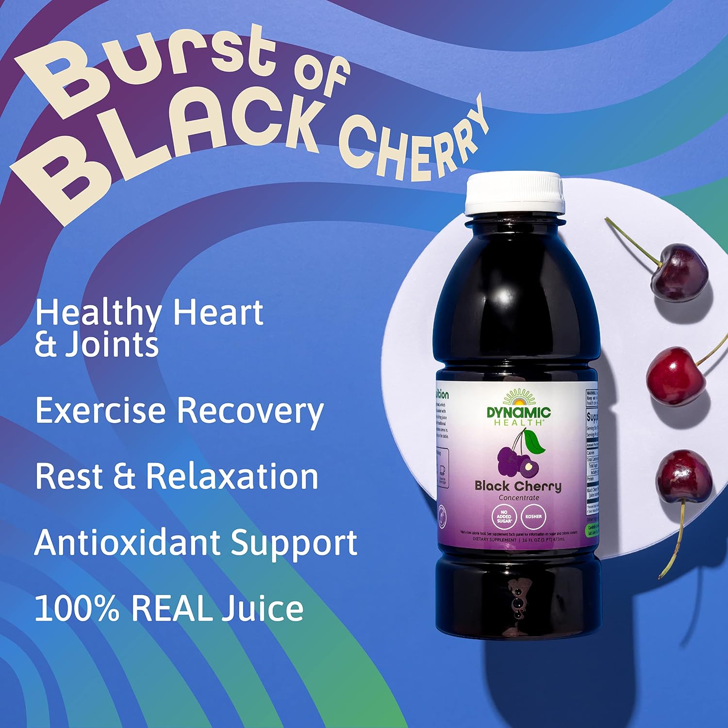 Dynamic Health - Concentrado 100% Puro de Zumo de Cereza Negra, 473 ml