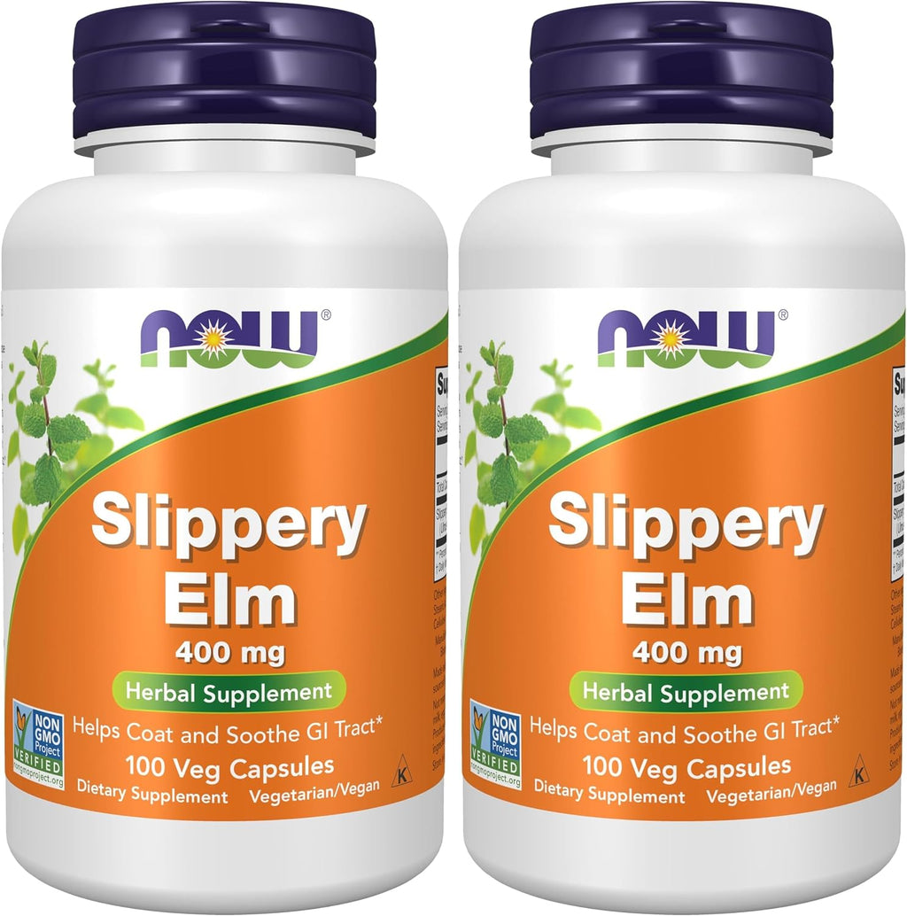 Now Foods Olmo Americano (Slippery Elm) - 100 Cápsulas de 400 mg