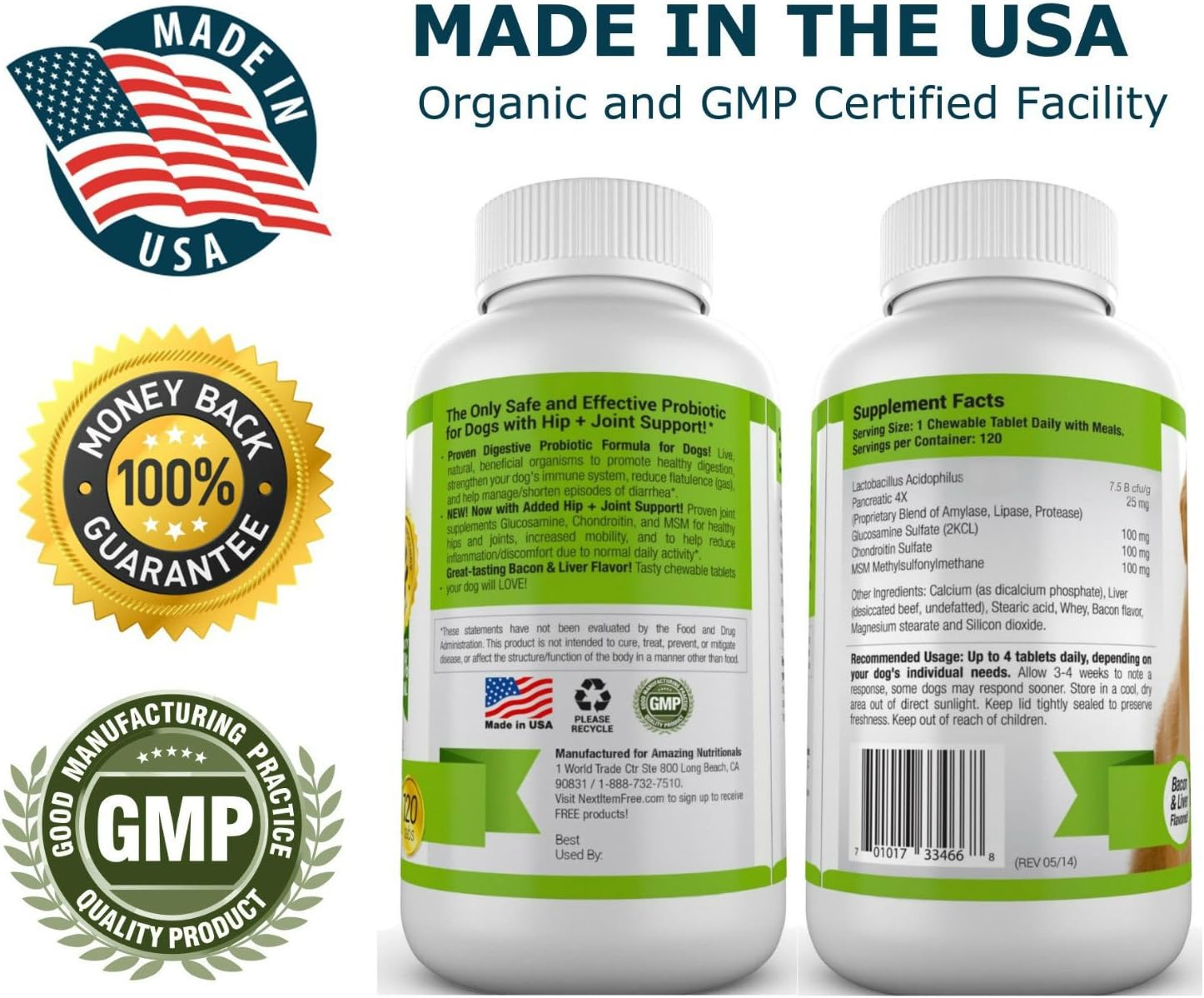 Amazing Nutritionals Combo Omega-3 y Probióticos para Perros - 120 Masticables