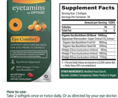 eyetamins® by OPTASE® Eye Comfort™ - 60 Cápsulas Blandas - Suplemento Ocular con Omega-7 de Espino Amarillo – Image 2