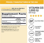 NatureWise Vitamina D3 1000ui (25 mcg) 200 Cápsulas Blandas con Aceite de Oliva Virgen Extra Ecológico