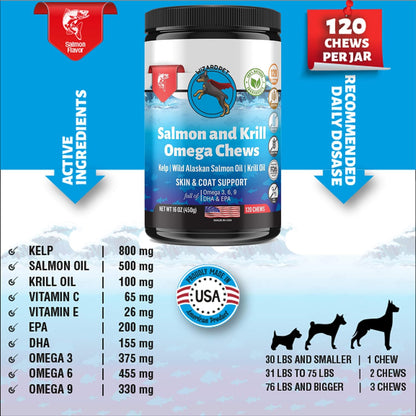WIZARDPET Masticables Blandos de Aceite de Salmón y Krill para Perros - 120 Unidades - Suplemento de Omega 3, 6 y 9 con EPA – Image 2