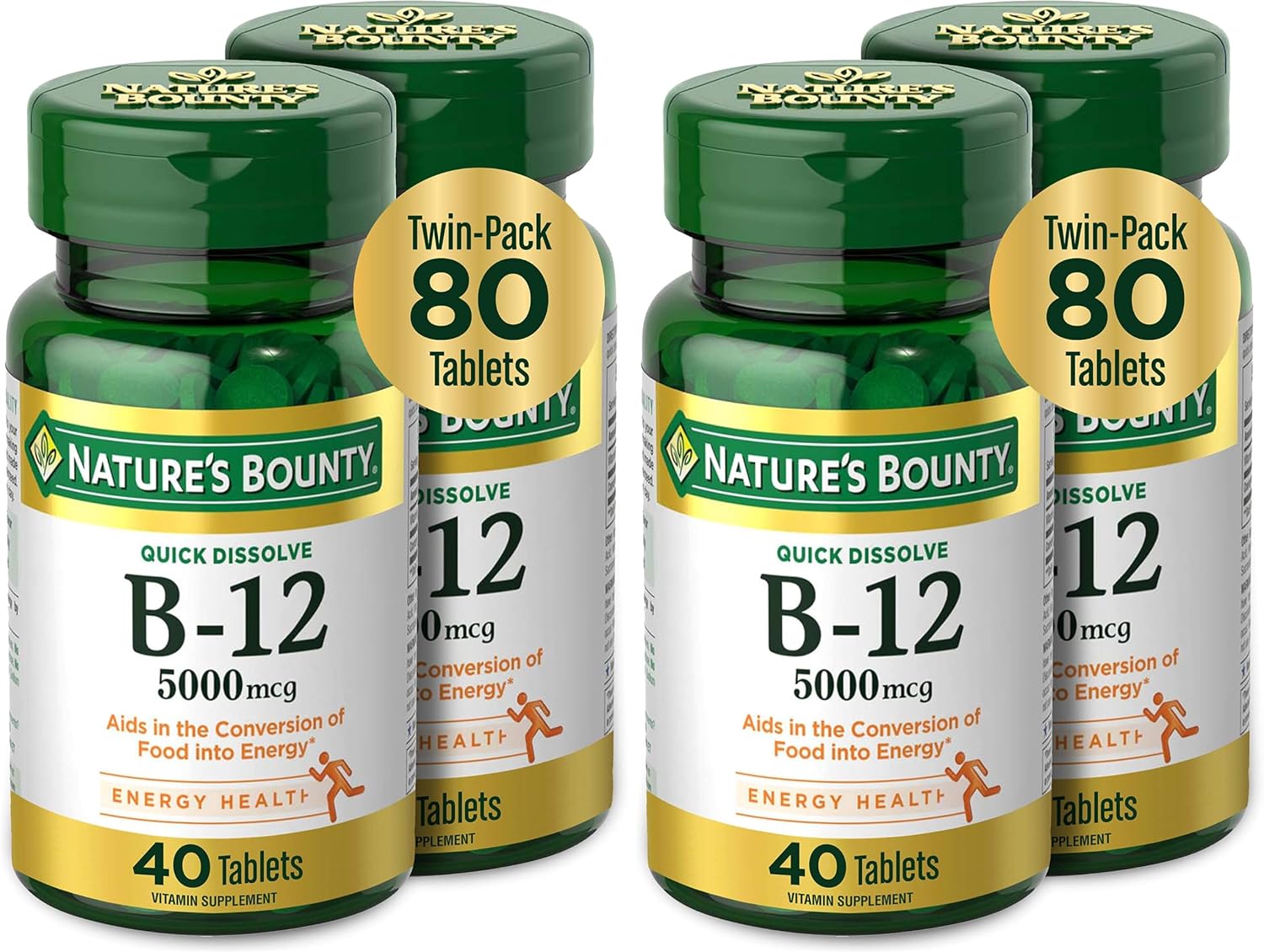 Nature's Bounty Vitamina B-12 500 mcg - 300 comprimidos (3 botes de 100)