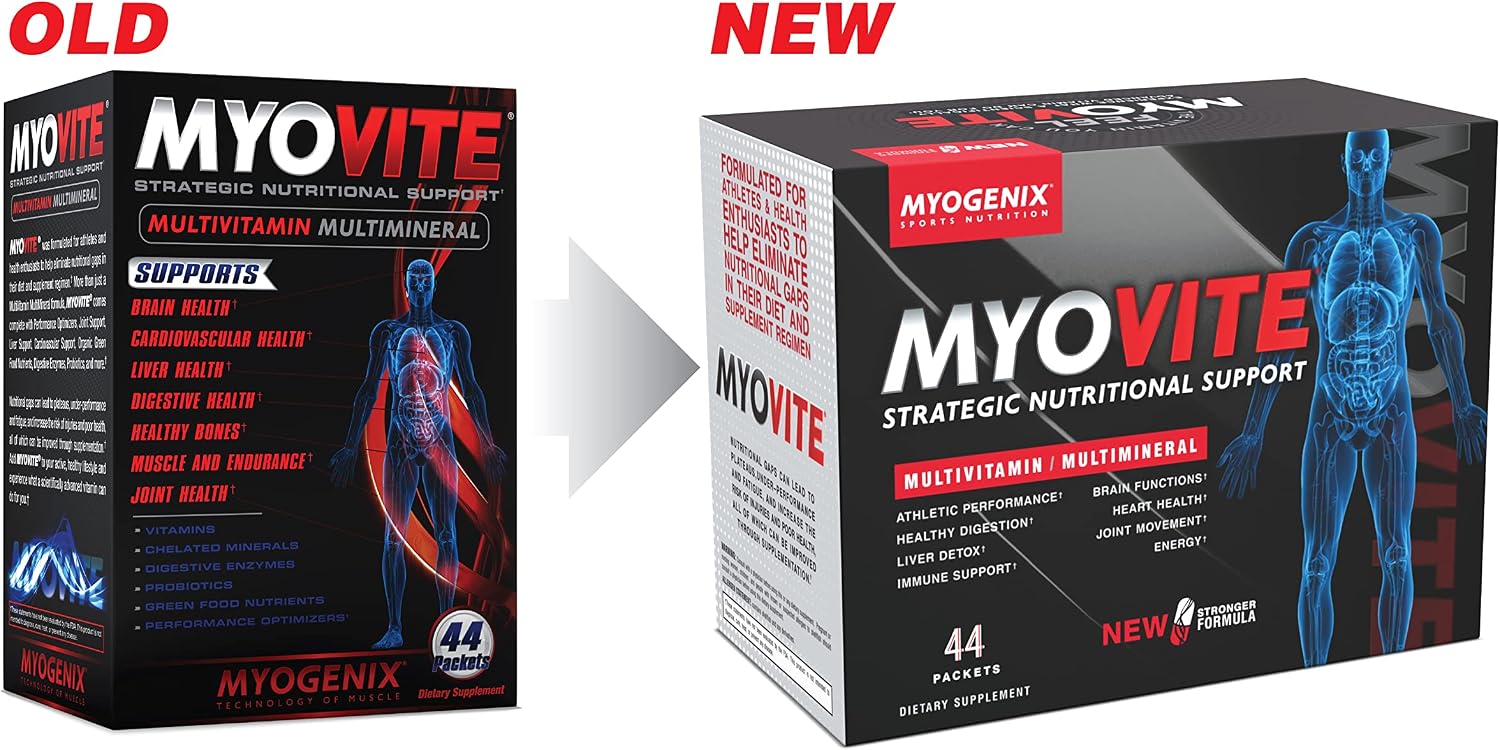 Myogenix Myovite Multivitamínico – 44 Paquetes – Fórmula Avanzada para Atletas