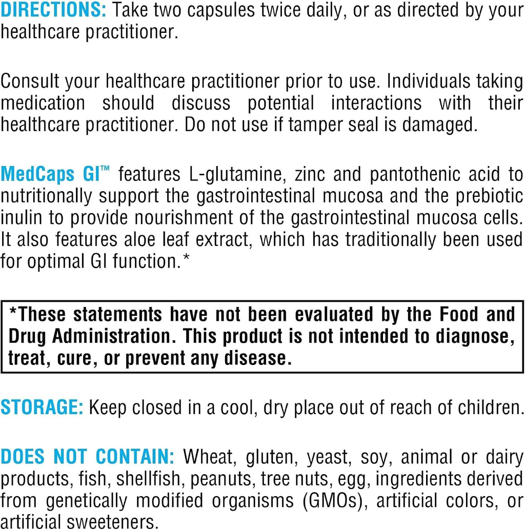 XYMOGEN MedCaps GI - L-Glutamine, Zinc, & Prebiotic Inulin - Gastrointestinal Mucosa Support - 120 Capsules