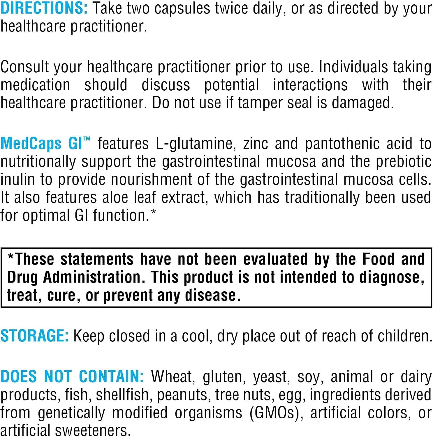 XYMOGEN MedCaps GI - L-Glutamine, Zinc, & Prebiotic Inulin - Gastrointestinal Mucosa Support - 120 Capsules