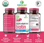 Biotina Orgánica Vegetal 5000 mcg - 60 Cápsulas - SolaGarden Naturals