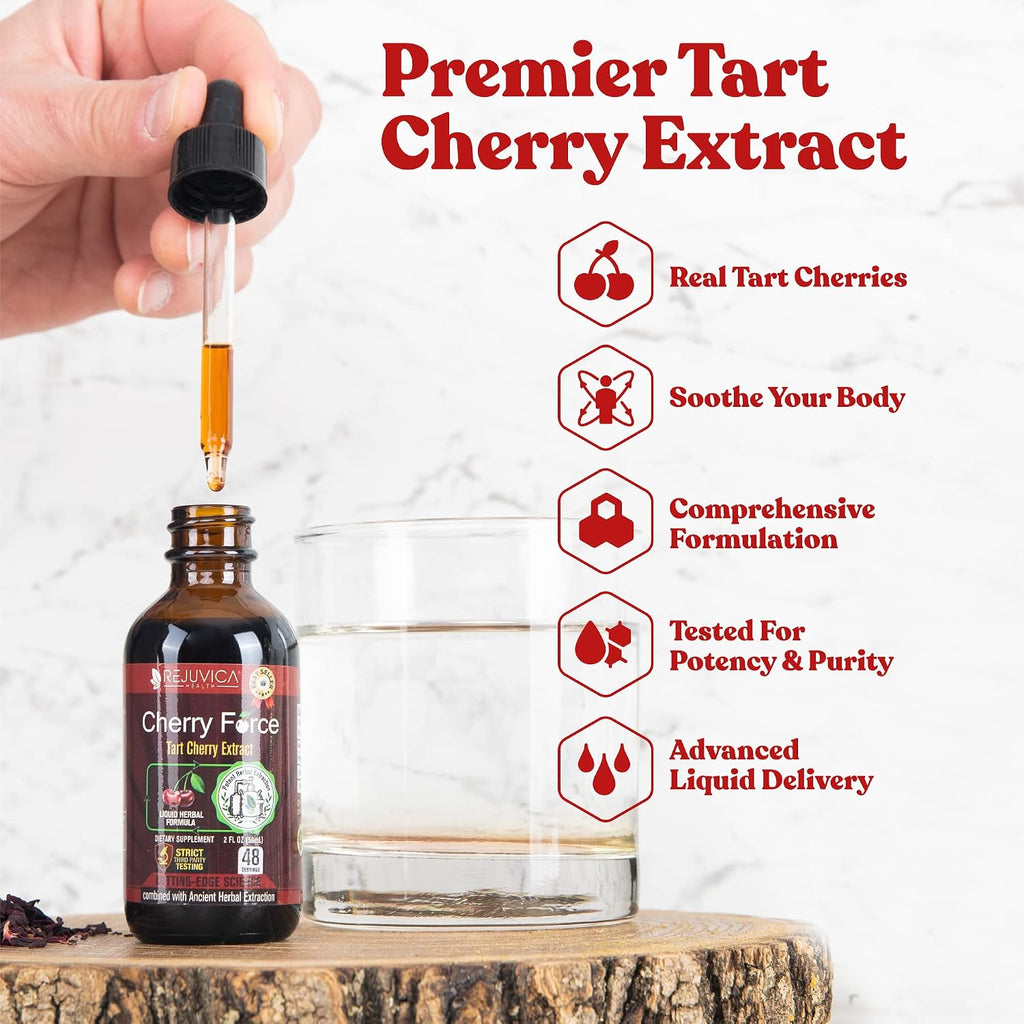 Rejuvica Health Cherry Force - Extracto Avanzado de Cereza Ácida - Cerezas Reales - Rico en Fitonutrientes - Extracto Líquido para Mejor Absorción (2 Fl Oz, Pack de 3)
