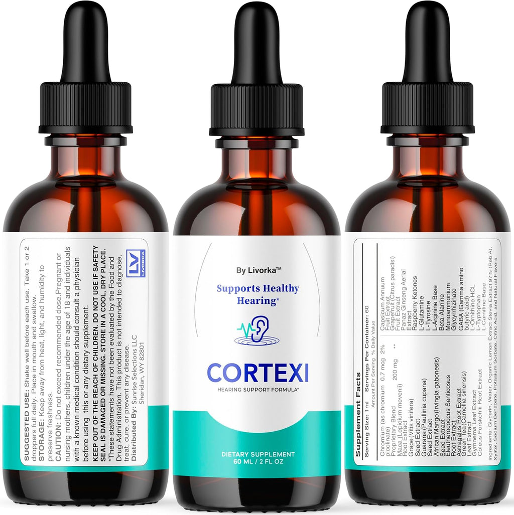 Cortexi Gotas Orales - Fórmula para la Salud Auditiva y Apoyo Auditivo - Pack de 2 Botellas (60 Días)