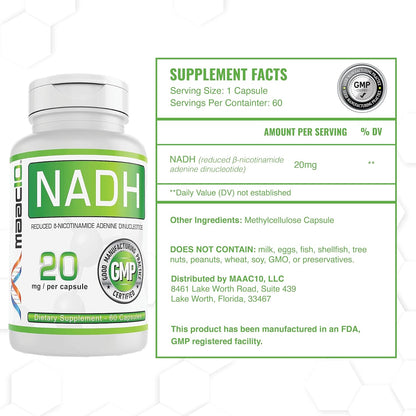 MAAC10 NADH 20 mg, 60 Cápsulas – Energía y Longevidad – Image 2
