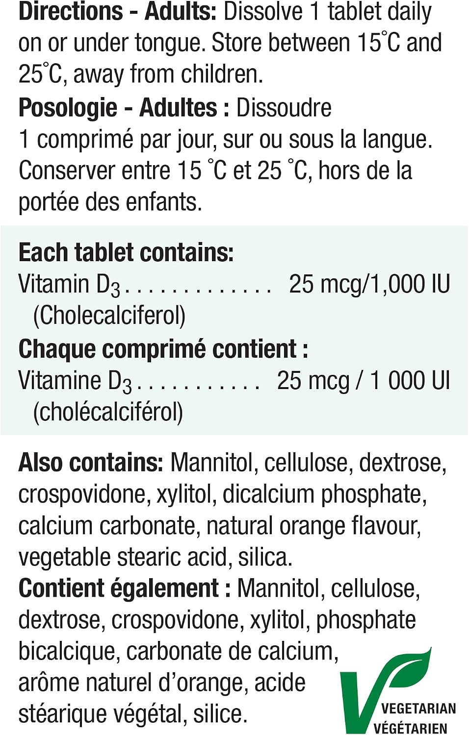 Jamieson Vitamina D3 1.000 UI, 150 Comprimidos Sublinguales