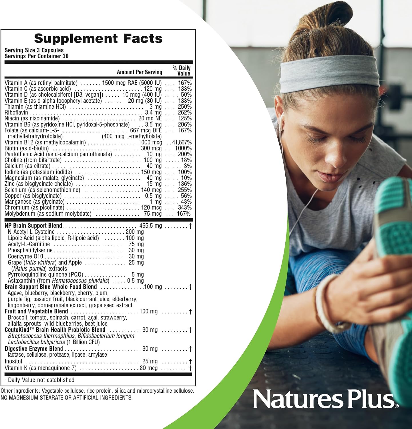 NaturesPlus BrainCeutix Multivitamínico - 90 Cápsulas