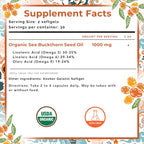 SEABUCKWONDERS Aceite de Semilla de Espino Amarillo Orgánico - Omega 3-6-9, 120 Cápsulas Blandas