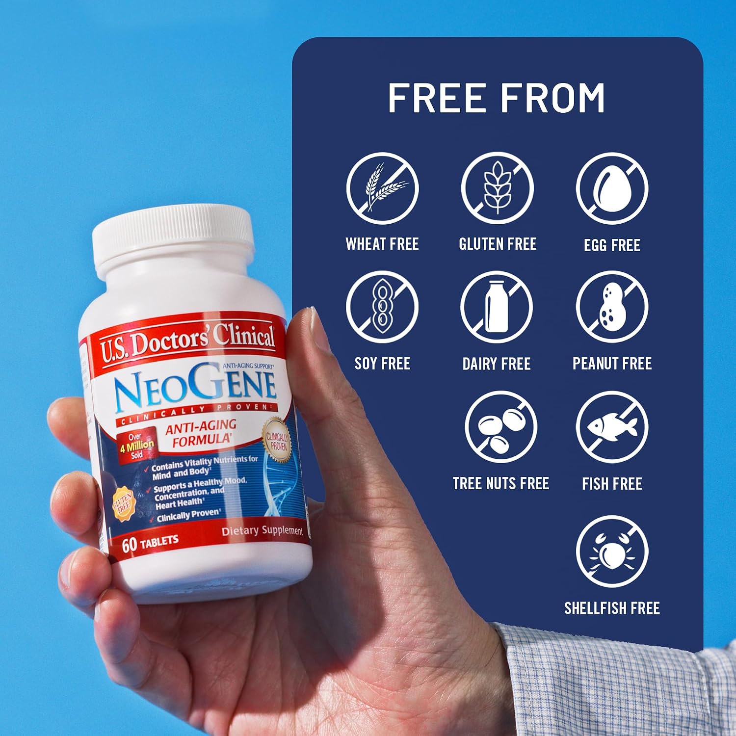 U.S. Doctors’ Clinical NeoGene – Healthy Aging Supplement with Mood, Cognition, and Heart Health Support (60 tablets)