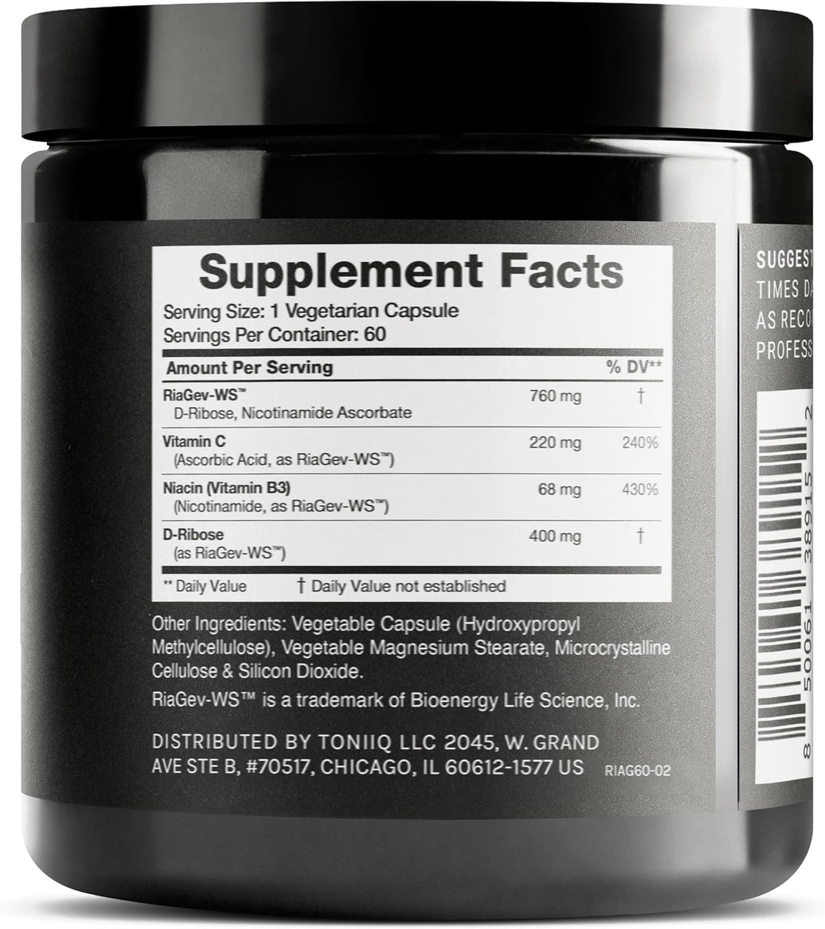 Toniiq Ultra High Potency 1400mg NAD – Sistema nervioso: La niacina contribuye al funcionamiento normal del – Image 2