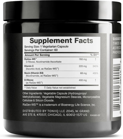 Toniiq Ultra High Potency 1400mg NAD – Sistema nervioso: La niacina contribuye al funcionamiento normal del – Image 2