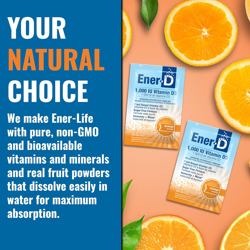 Ener-D Sugar Free Multivitamin Drink Mix - Sabor Naranja, 24 Sobres