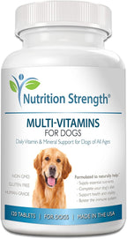 Multivitamínicos para perros, apoyo vitamínico y mineral diario, suplemento nutricional para todas las razas y tamaños, promueve la salud inmunológica, 120 comprimidos masticables