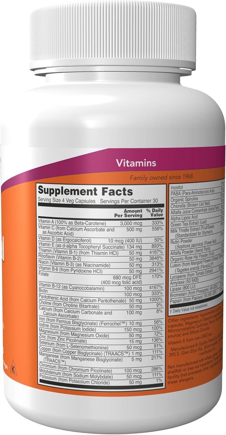 NOW Foods Special Two Multivitamínico con Superalimentos Verdes y Extractos Herbales, 120 Cápsulas Veganas