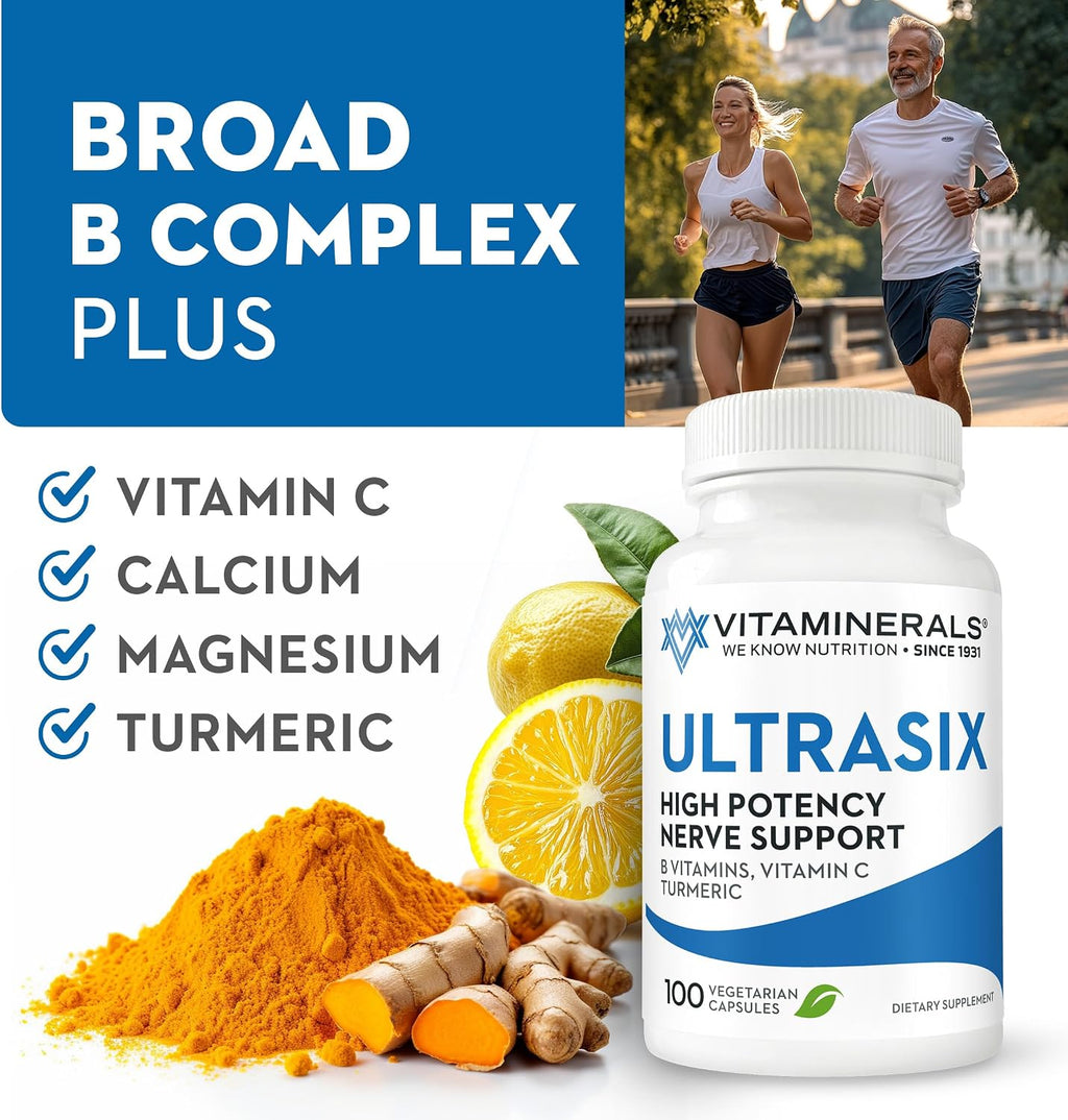 Vitaminerals 56 Ultrasix® Nervio | Energía | Apoyo Inmunológico | Vitaminas B | Cúrcuma | 100 Cápsulas Vegetales