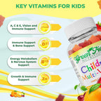 Greenfield Nutritions Multivitamínico Halal para Niños - Gominolas sin Gelatina con Vitaminas A, B, C, D, Yodo y Zinc - 90 Unidades
