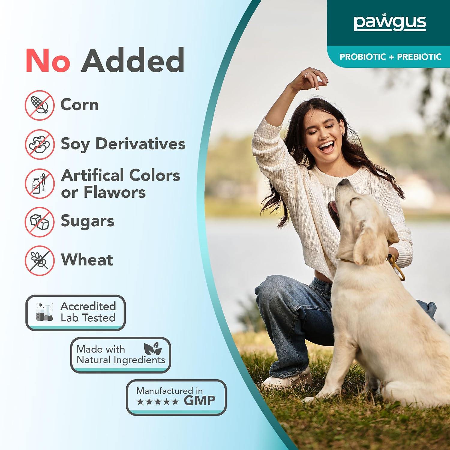 Pawgus Combo Prebiótico y Probiótico Definitivo para Perros - 30 Sobres