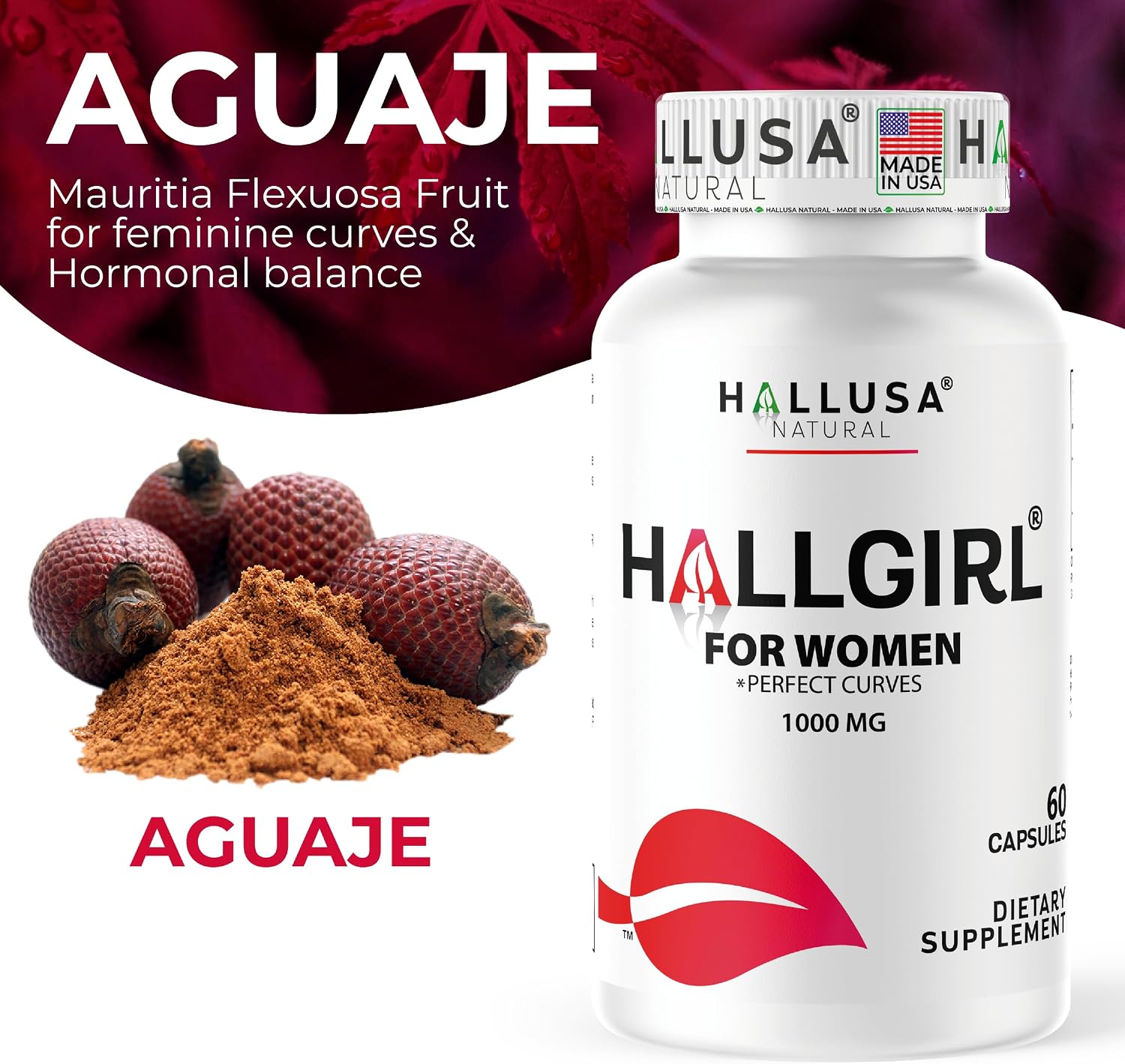 Hallusa Natural Hallgirl Aguaje Curves 1000mg – Cápsulas para el Bienestar Femenino