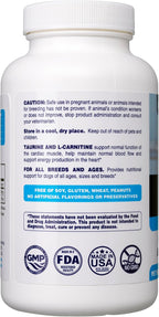 Dr. Oscar Suplemento de Taurina para Perros con L-Carnitina, 120 Comprimidos Masticables, 500mg de Taurina por cada 25lbs de Peso