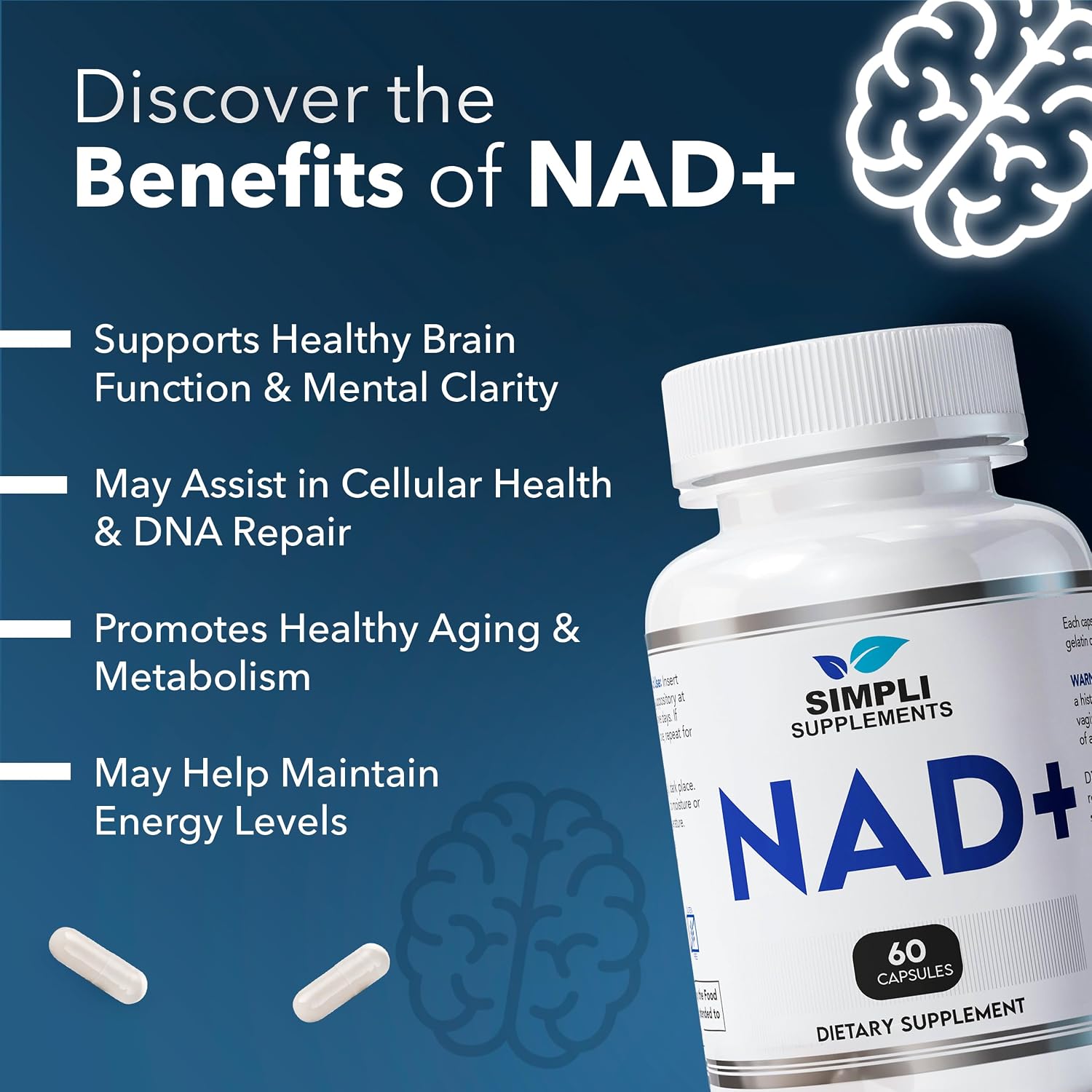 Suplemento de NAD 500 mg - Alternativa a NMN y Nicotinamida Ribósido - 60 Cápsulas