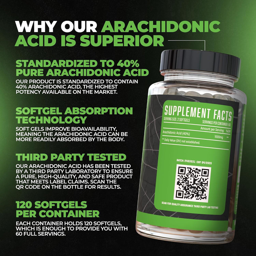 Arachidone, Ácido Araquidónico 1500 mg, 120 Cápsulas Blandas