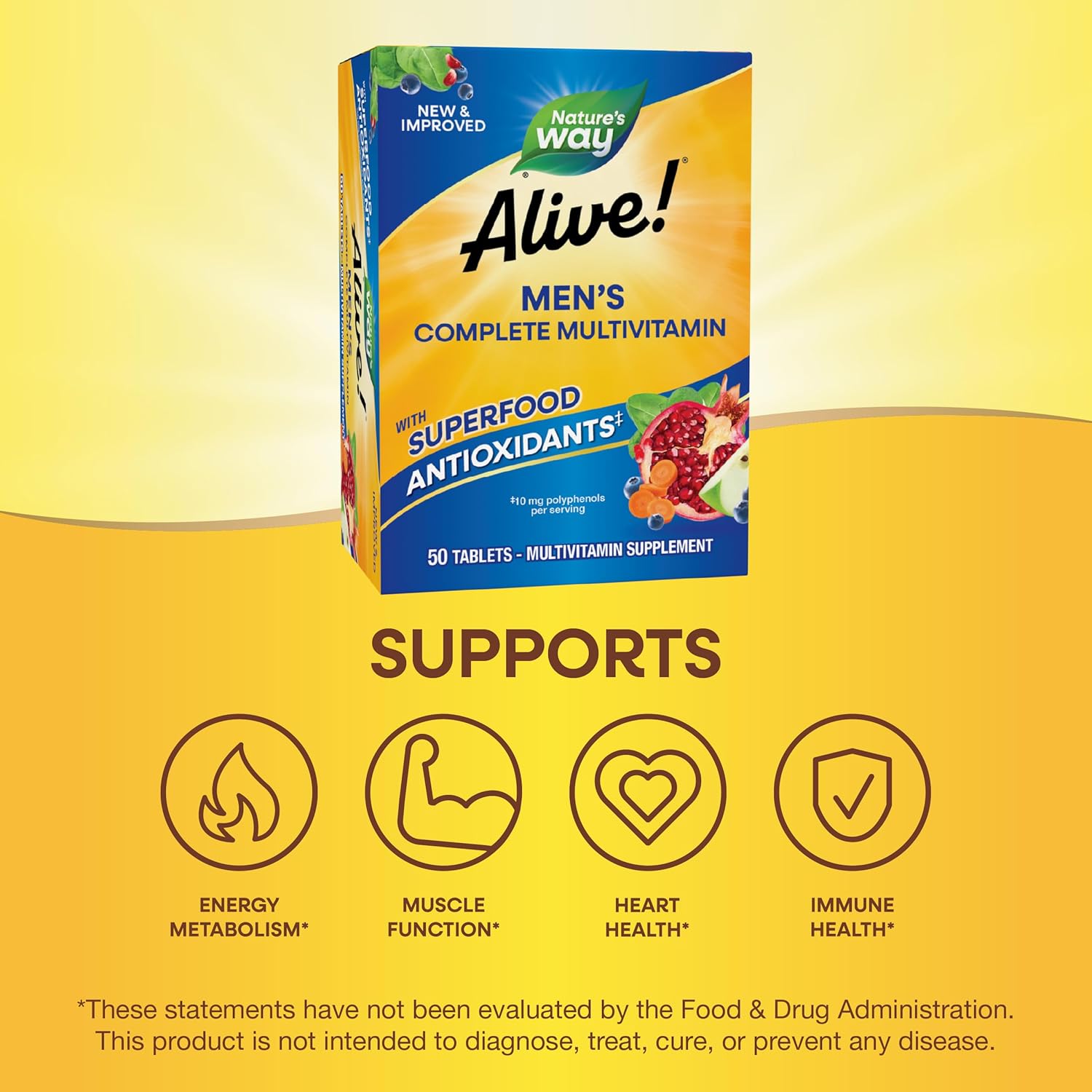Nature's Way Alive! Multivitamínico para Hombres 50+, 50 Comprimidos