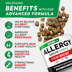 STRELLALAB Masticables para Alivio de Alergias y Picor en Perros con Omega 3: Apoyo para Piel y Pelaje con Aceite de Pescado, Calabaza y Enzimas para Perros y Gatos — Sabor Pollo BBQ - 180 unidades