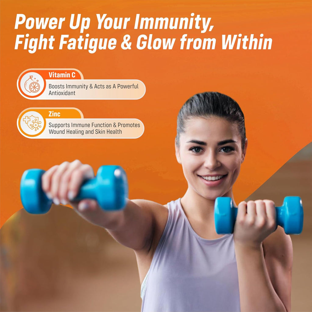 Vitamin C 1000mg Effervescent Tablets - Con Zinc 10mg - Sin Azúcar - 20 Comprimidos