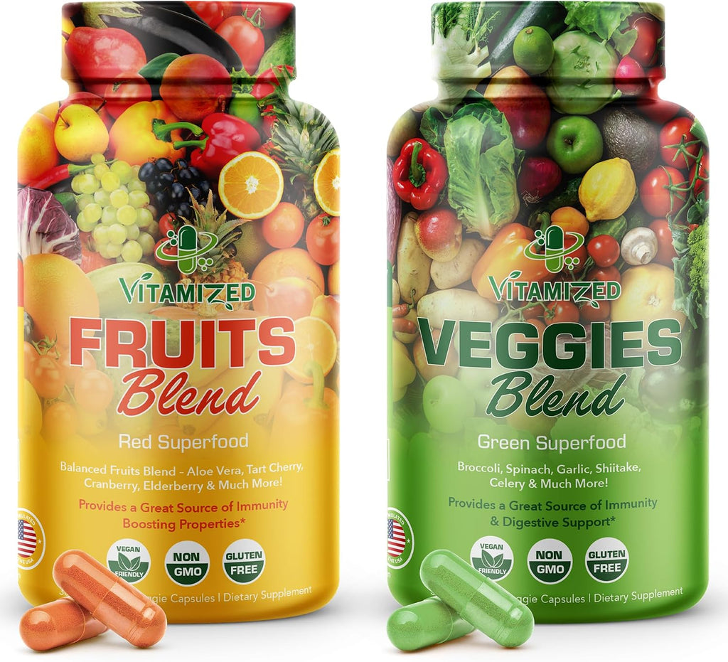VITAMIZED 38 Frutas y Verduras Suplemento para la Salud y Energía General - 180 Cápsulas