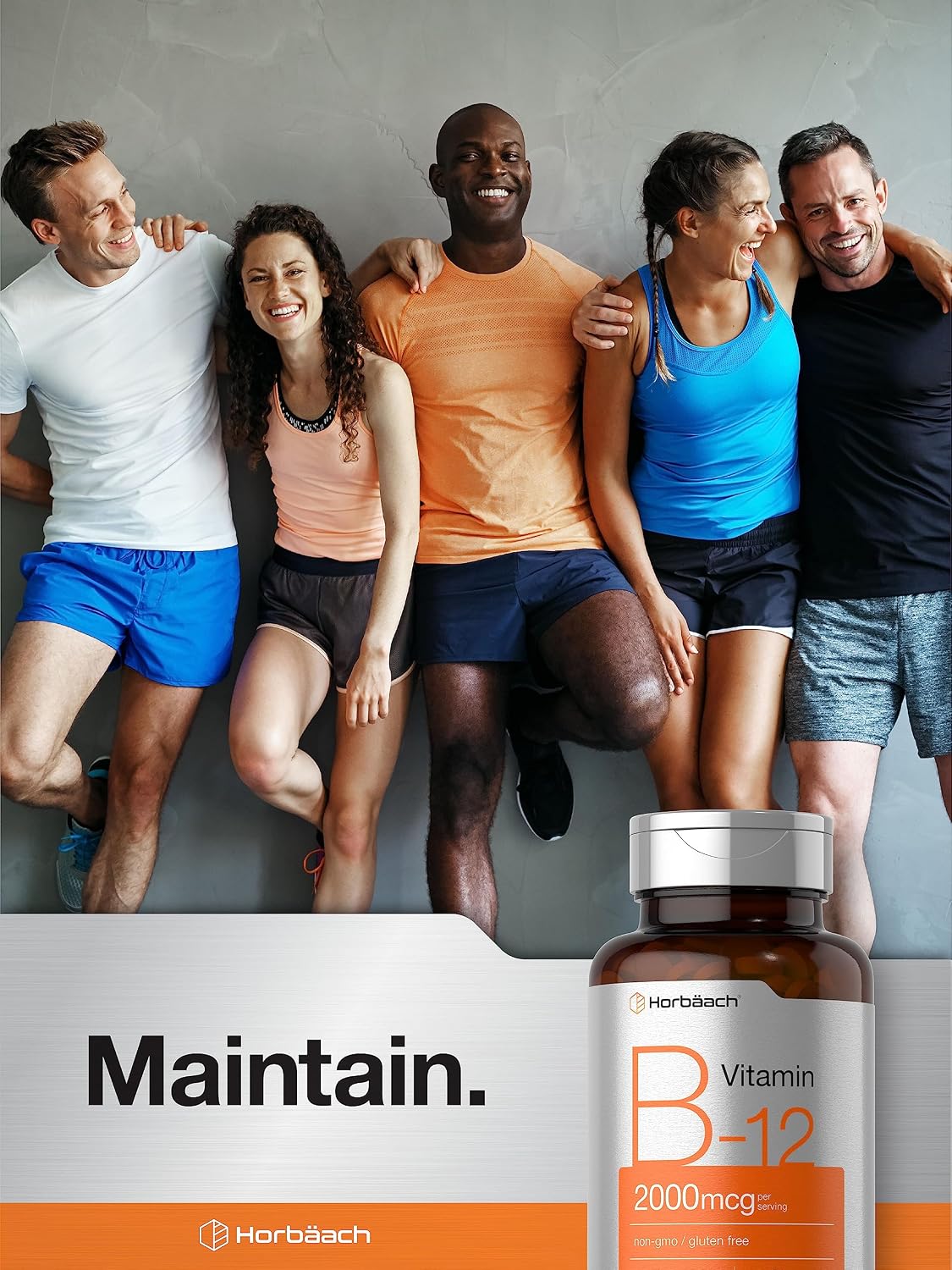 Horbäach Vitamina B12 2000 mcg | 200 Comprimidos | Suplemento Vegetariano | Sin Gluten y Sin OMG