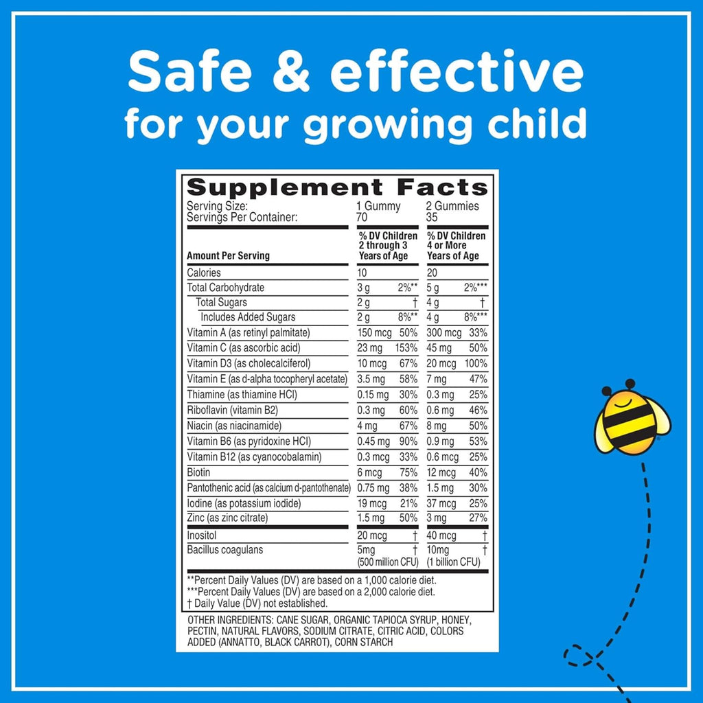 Zarbee's Multivitamínico Infantil + Probióticos en Gominolas - 70 unidades